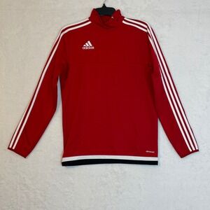 Adidas ClimaCool Red Long Sleeve Mock Neck Soccer Training Top Men's Size S